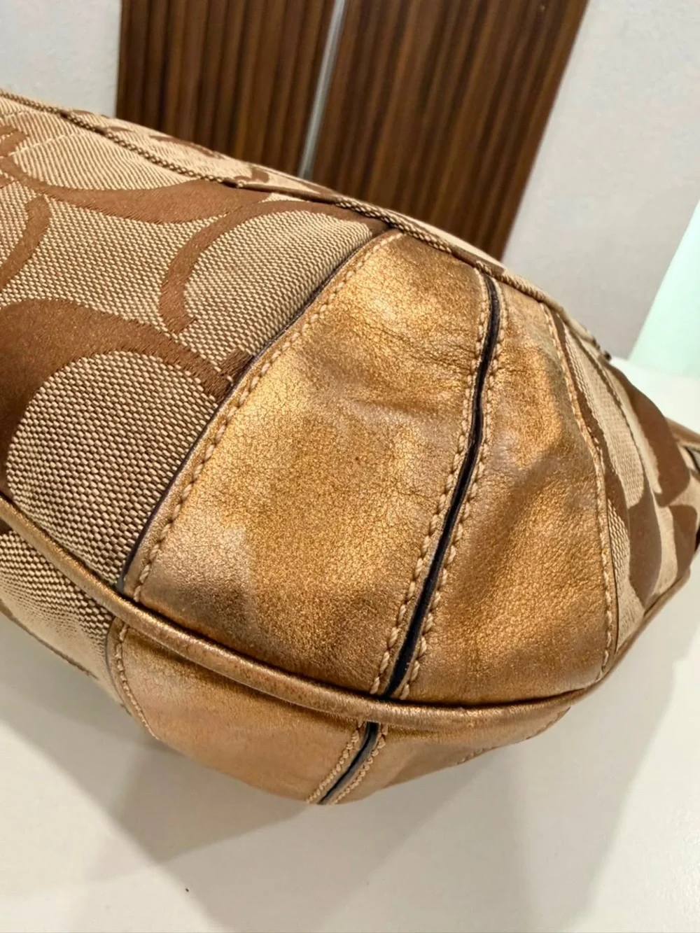 Coach Ergo Y2K Monogram Canvas Leather Hobo Brown Tan Shoulder Bag VTG #11600